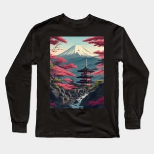 Serene Mount Fuji Sunset - Peaceful River Scenery Long Sleeve T-Shirt